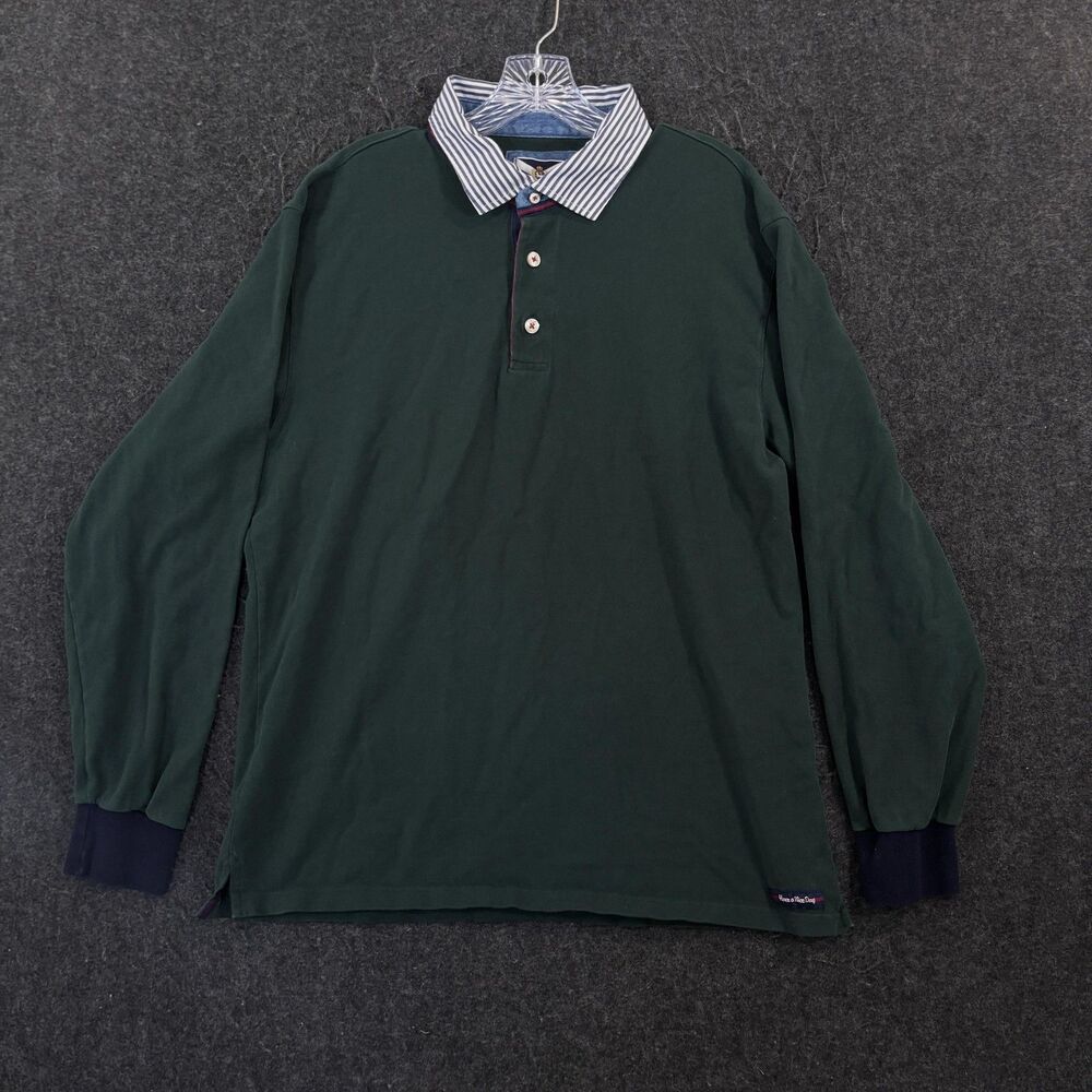 Johnny Lambs Polo Shirt Men's XXL Green Long Sleeve Italian Casual Friday